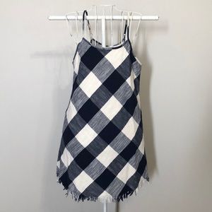 Navy/cream check dress